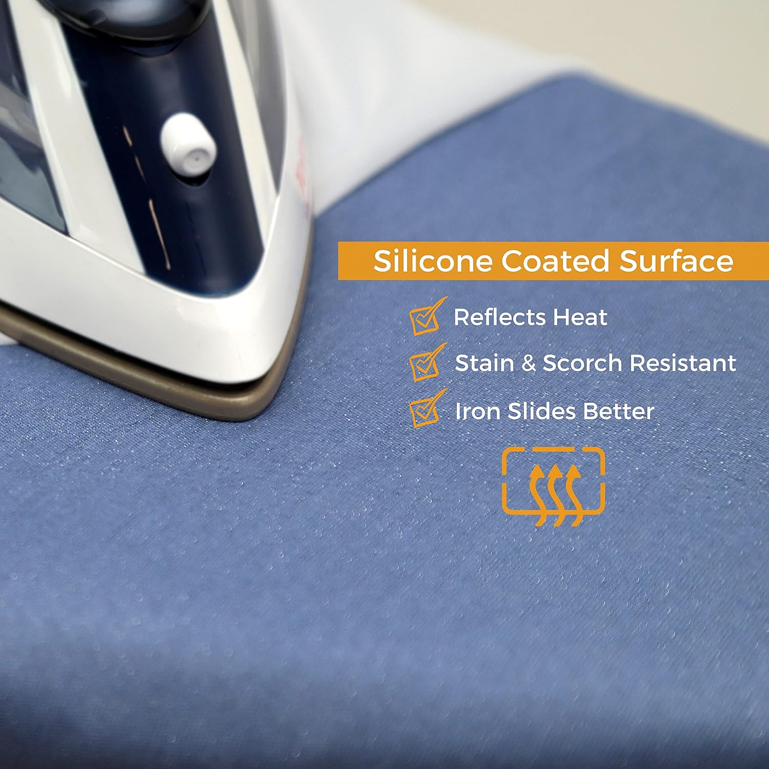 Ironing Board Cover and Pad with Standart Size Adjustable Elastic Edge Fit, Extra Thick Padding, Heat Reflective, Non Stick Scorch and Stain Resistant, (Blue)