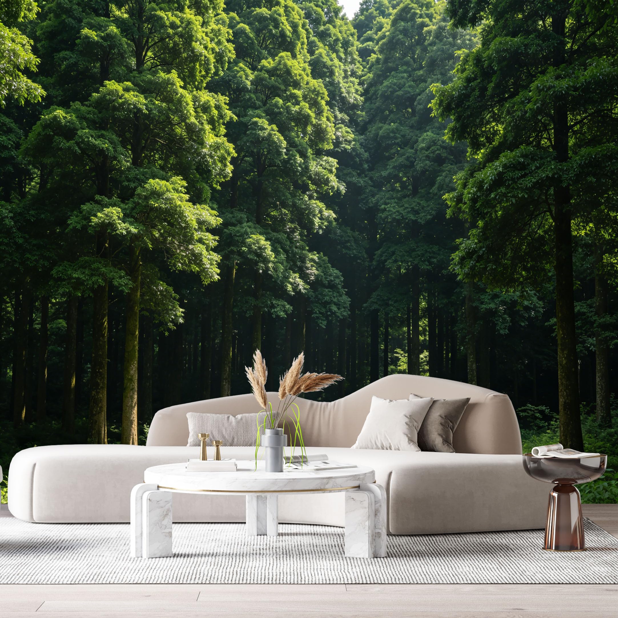Custom Size Wall Murals Deep Forest Landscape Sunlit Trees Botanical Nature Greenery SelfAdhesive Wall Fabric Removable Large Wallpaper for Photo Living Room