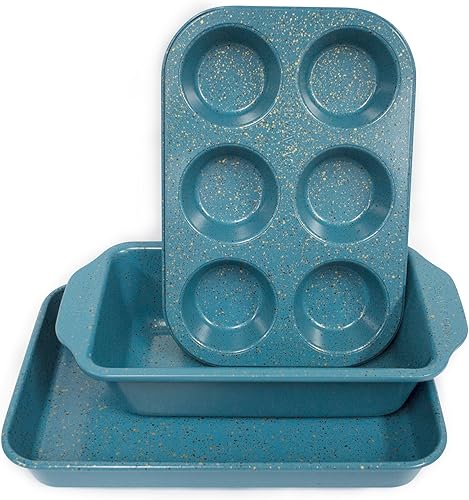 casaWare Juego de 3 piezas de horno tostador (granito rojo)