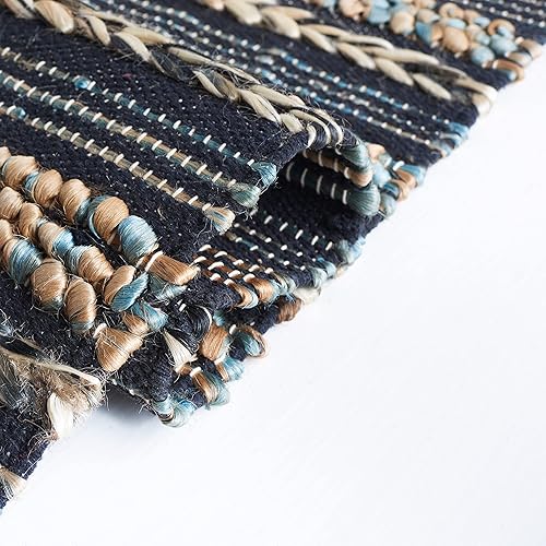 Miniatura 5 de Safavieh Natural Fiber Collection NF380Z - Alfombra de área de yute a rayas de 5 x 8 pies color negro y natural