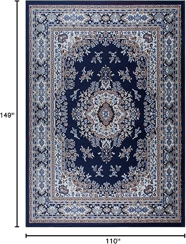 Miniatura 126 de Home Dynamix Premium Sakarya - Tapete tradicional con borde y medallón, gris, tapete rectangular de 7 pies 8 pulgadas x 10 pies 7 pulgadas Azul