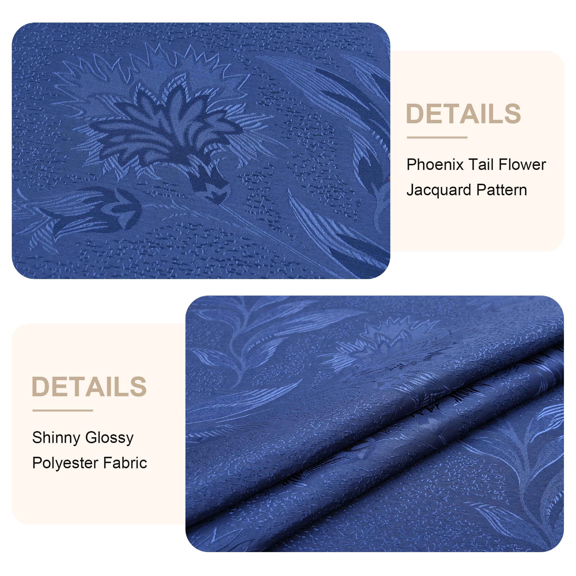 Wolkemer Tovaglia ovale in jacquard, grande, lucida, 152 x 305 cm, blu navy