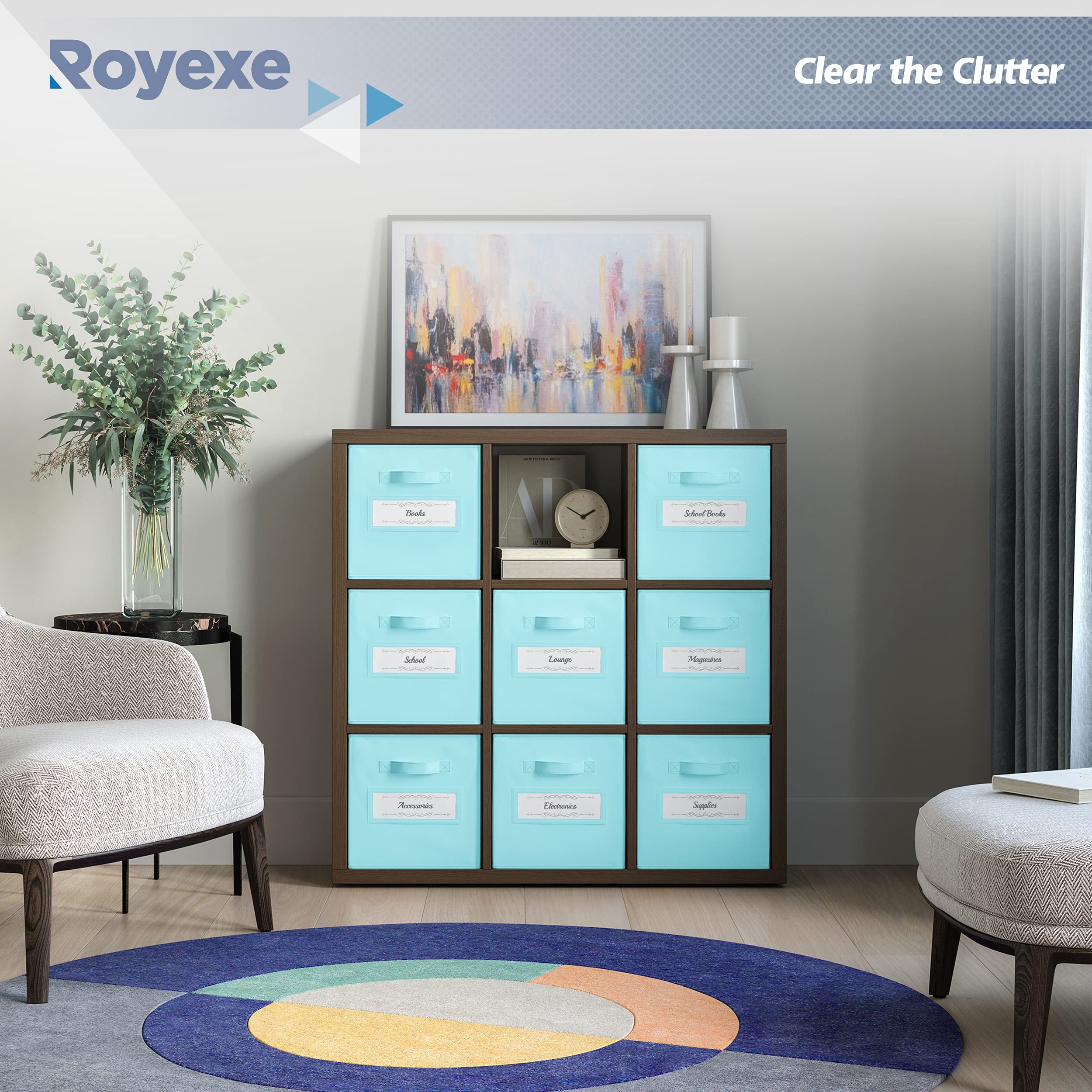 Buy Royexe Storage Cubes 11 Inch Cube Storage Bins (Set of 8). Features Large Label Window