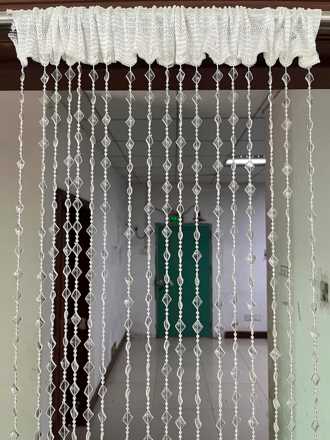 ZiDeTang Acrylic Maple Leaves Diamond Décor Beaded Door Curtain String Doorway Room Divider Window Tassel Blind Screen Panel (39.3"x76.7",Clear)