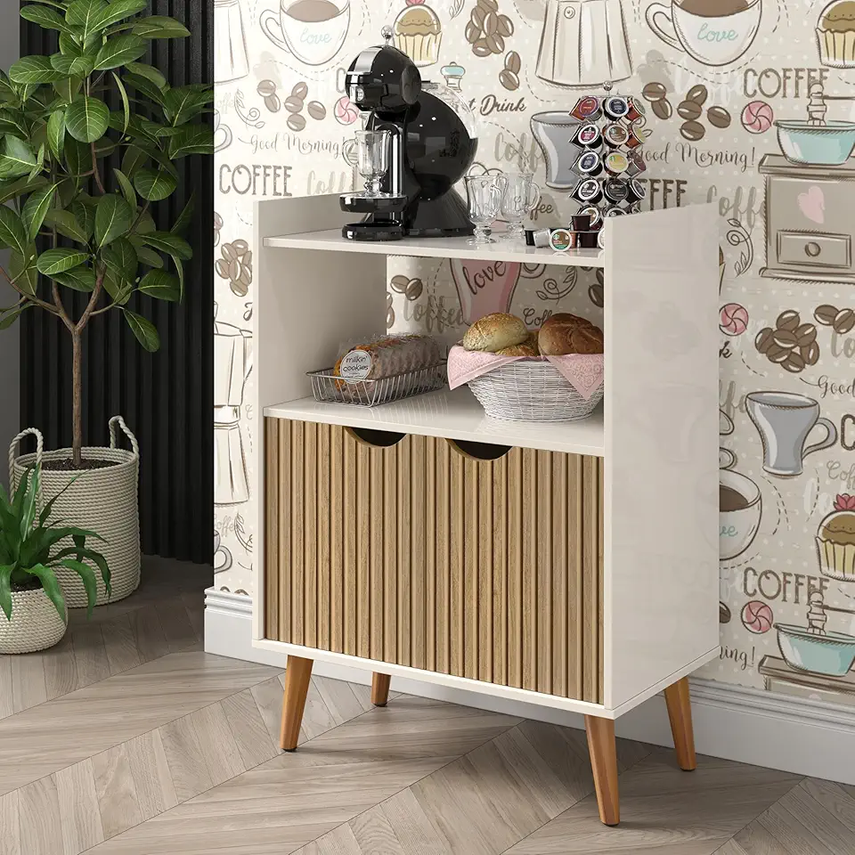 Aparador Buffet Balcão Cantinho Do Café Grécia Diversas Cores (OFF WHITE RIPADO)