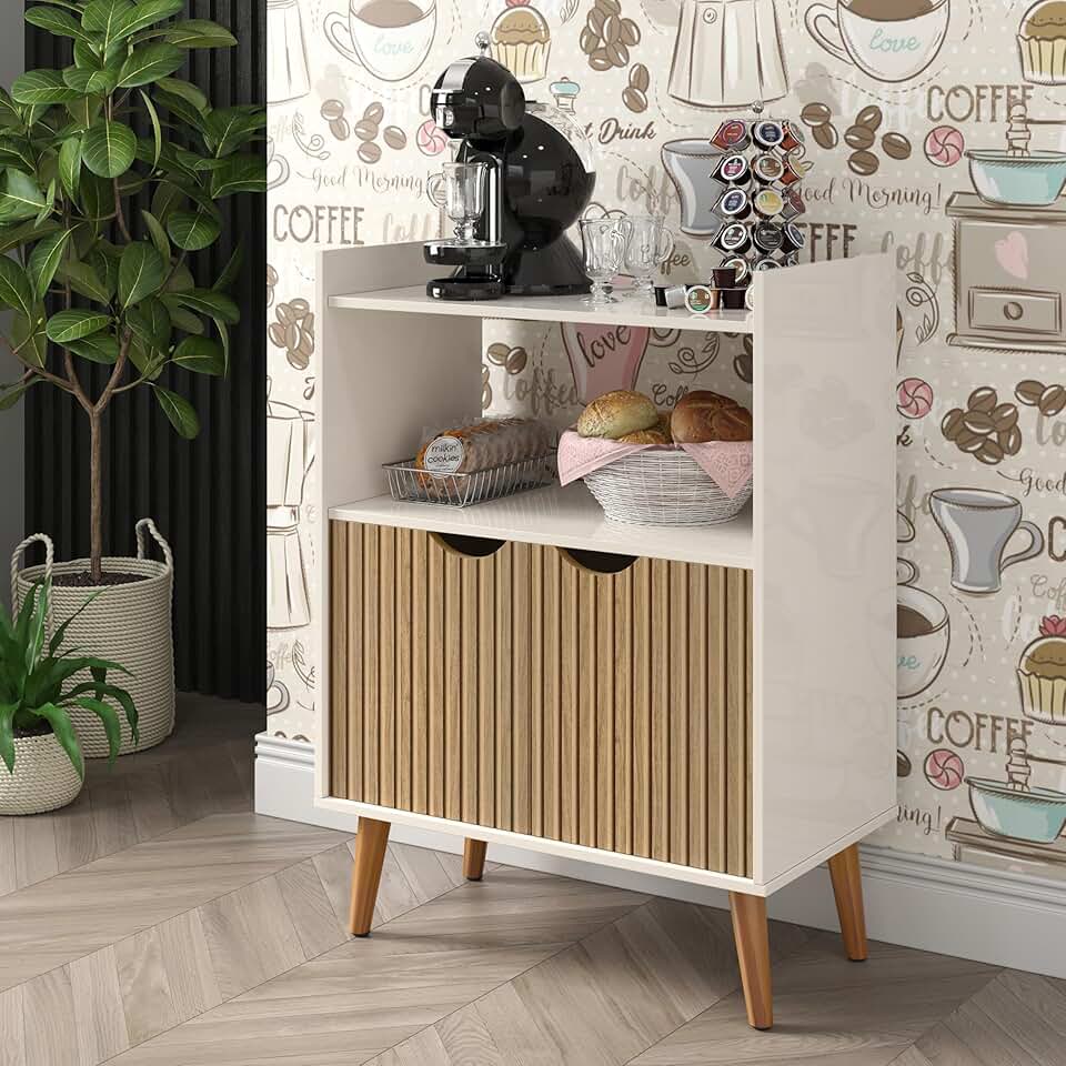 Aparador Buffet Balcão Cantinho Do Café Grécia Diversas Cores (OFF WHITE RIPADO)
