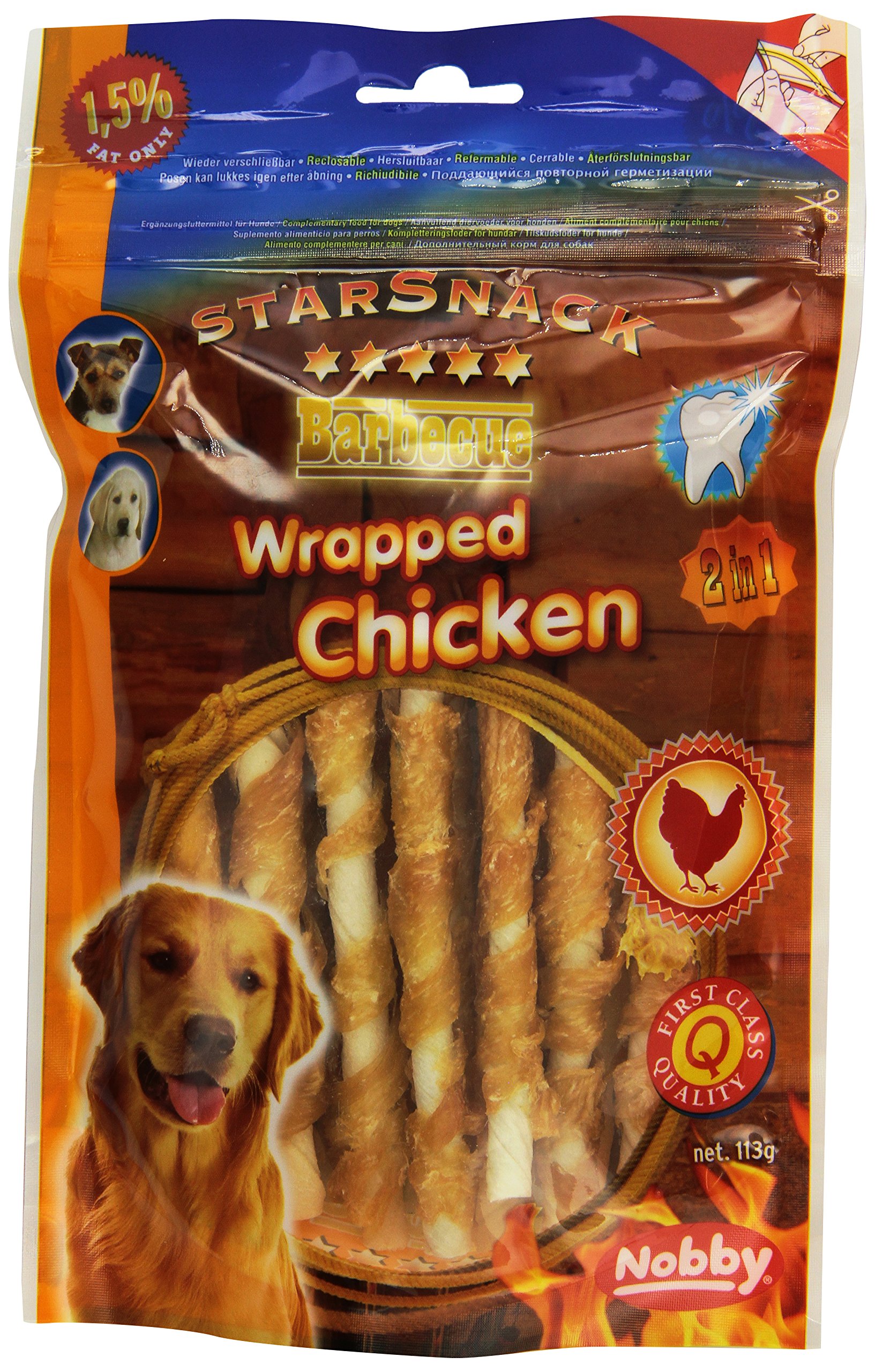 Nobby STARSNACK Barbecue Wrapped Chicken für alle Hunde, 1 Tüte (1 x 113 g)