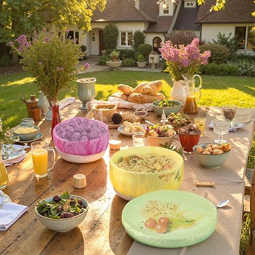 Miniatura 6 de HANSGO 120 fundas reutilizables para tazones, envolturas elásticas de plástico para almacenamiento de alimentos para cocina, hornear, picnics y uso