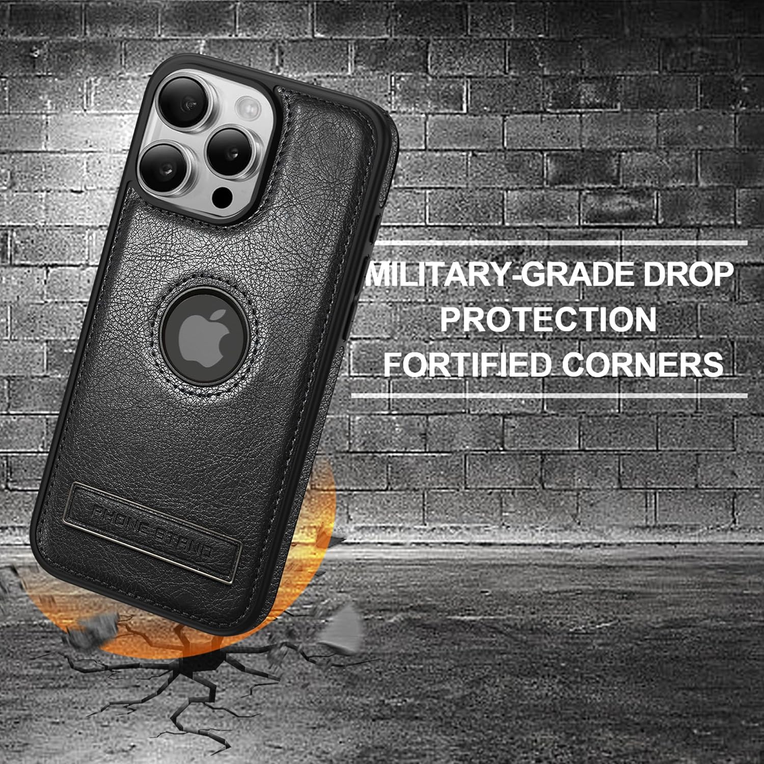 Leather Case for iPhone 16 Pro Case, Protective Slim with Kickstand Shockproof Phone Cases, Built-in Invisible Stand Compatible with iPhone 16 Pro 6.3'' (Black, for iPhone 16 Pro) - Image 5