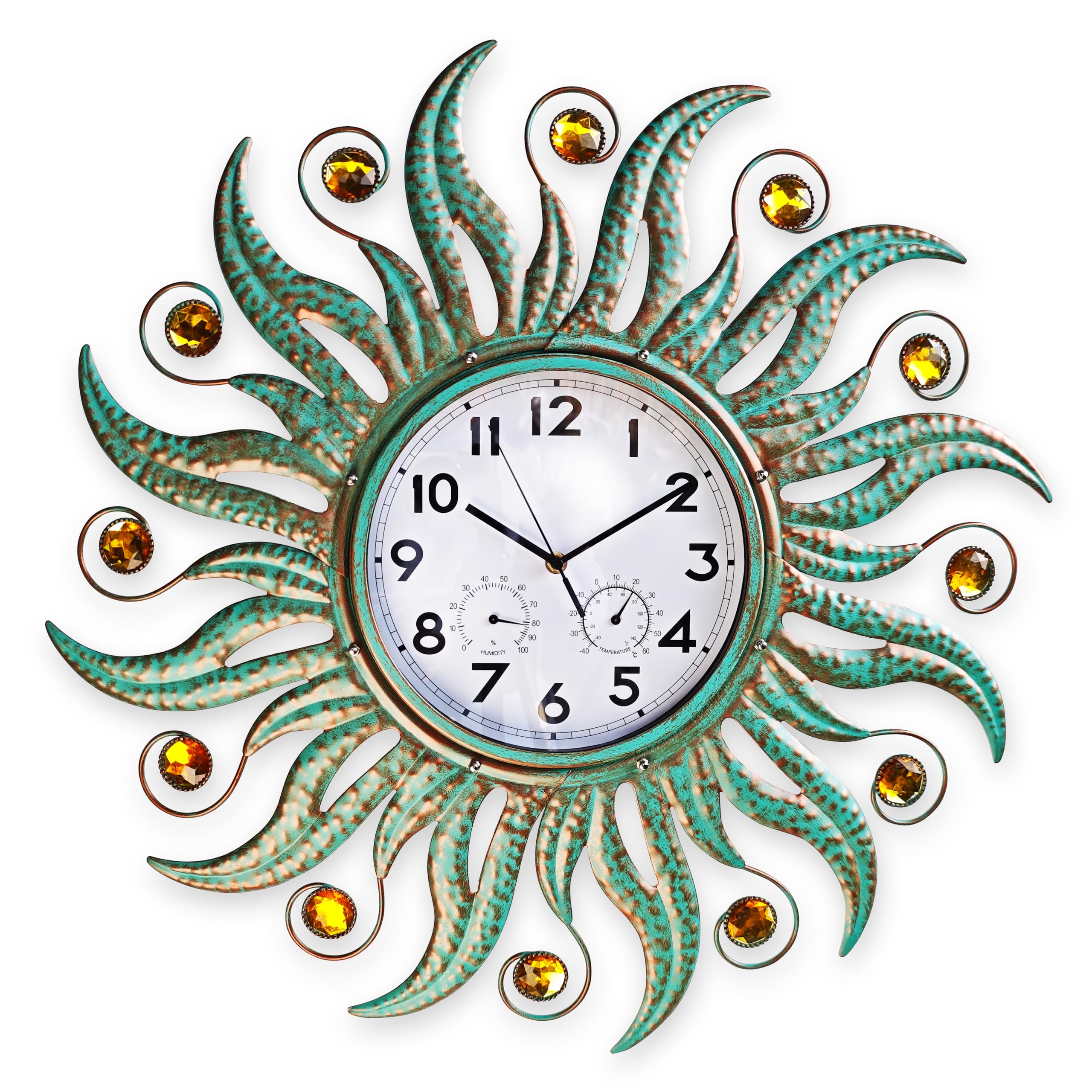 Horloge extérieure étanche pour terrasse et jardin COOZZUHOUR grand format cyan