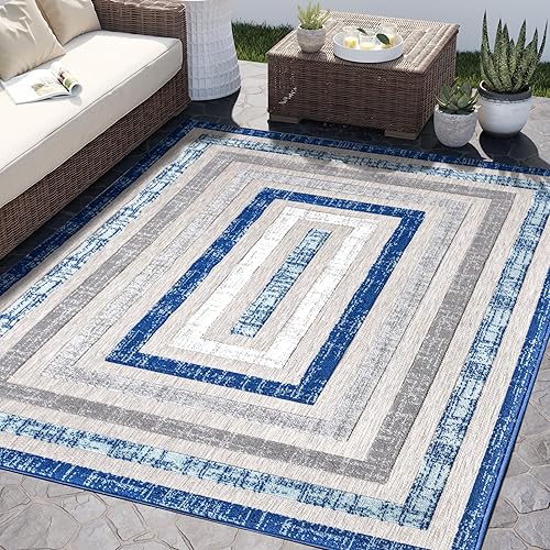 Abani Hampton Collection - Alfombra de área, diseño multicolor azul, 4 x 6 pies, para sala de estar, dormitorio y oficina disponible en Yaxa Venezuela