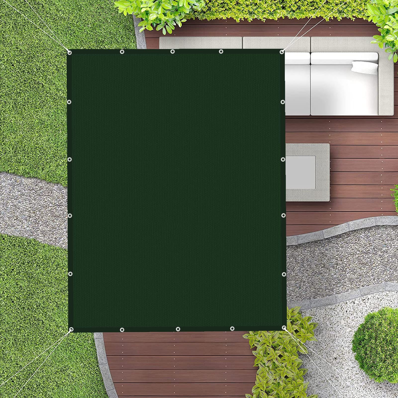 Voile d'ombrage 2x6m pour terrasse et jardin abri de repas extérieur vert