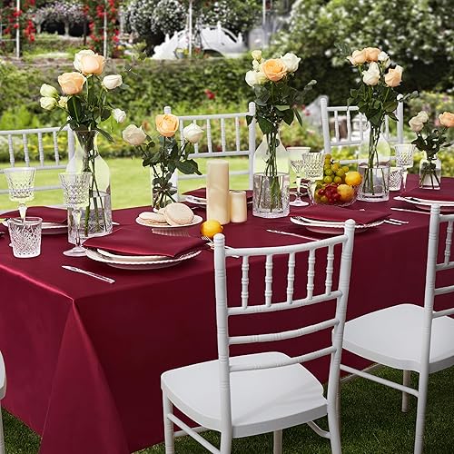 Miniatura 10 de Paquete de 6 manteles rectangulares resistentes a las manchas, sin arrugas, suaves y sedosos, manteles de comedor de satén para comedor, uso en