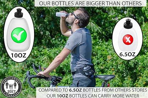 Miniatura 2 de Cinturón de hidratación para correr con botellas de 2 x 10 onzas, cinturones de agua para mujeres y hombres, cinturón de iPhone para cualquier