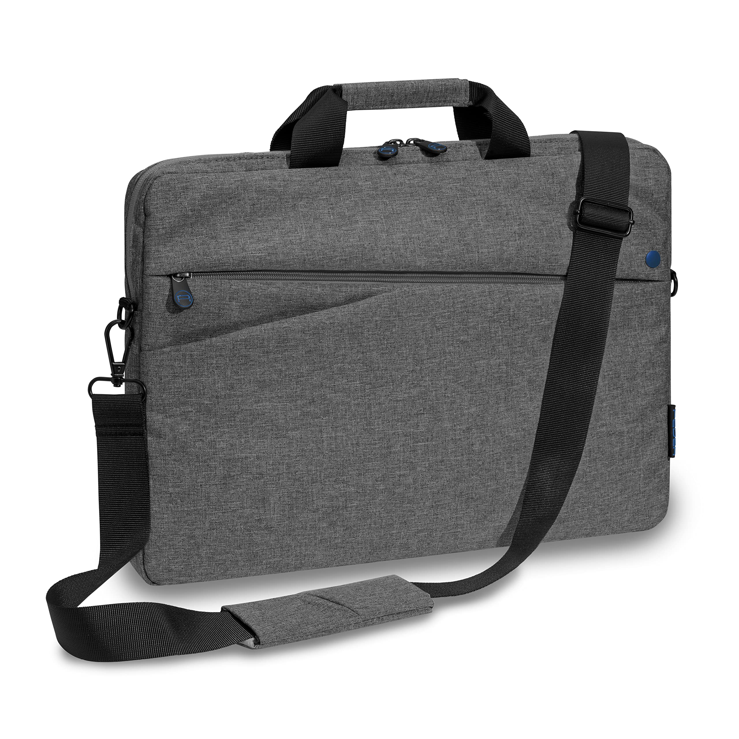 Pedea - Laptoptasche *Fashion* Notebook-Tasche bis 17,3 Zoll - Laptop Umhängetasche mit Schultergurt - Laptophülle grau/blau - Notebooktasche für Damen & Herren
