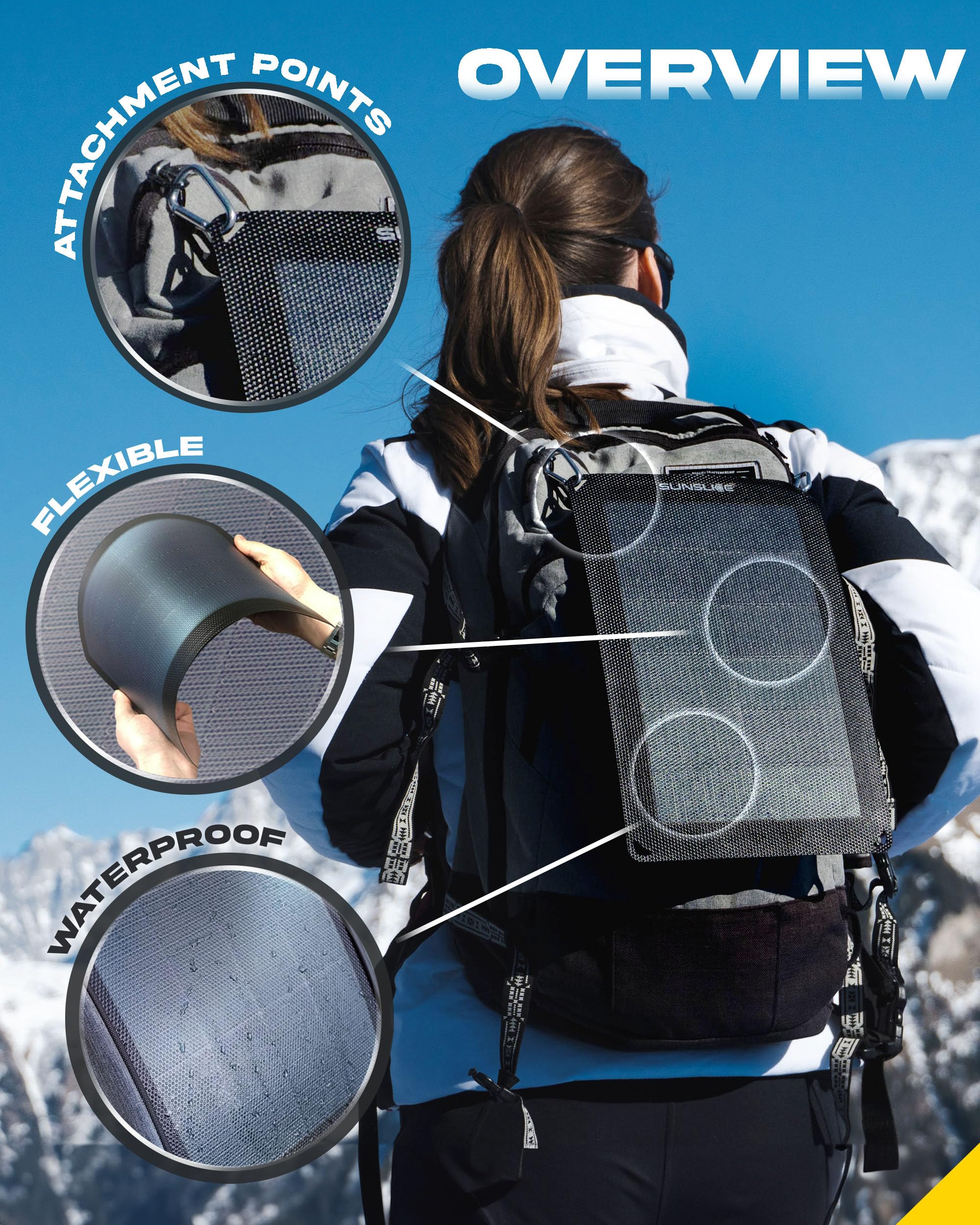 Cargador Solar Portátil 6W Impermeable Panel Solar Flexible con Puerto USB Negro