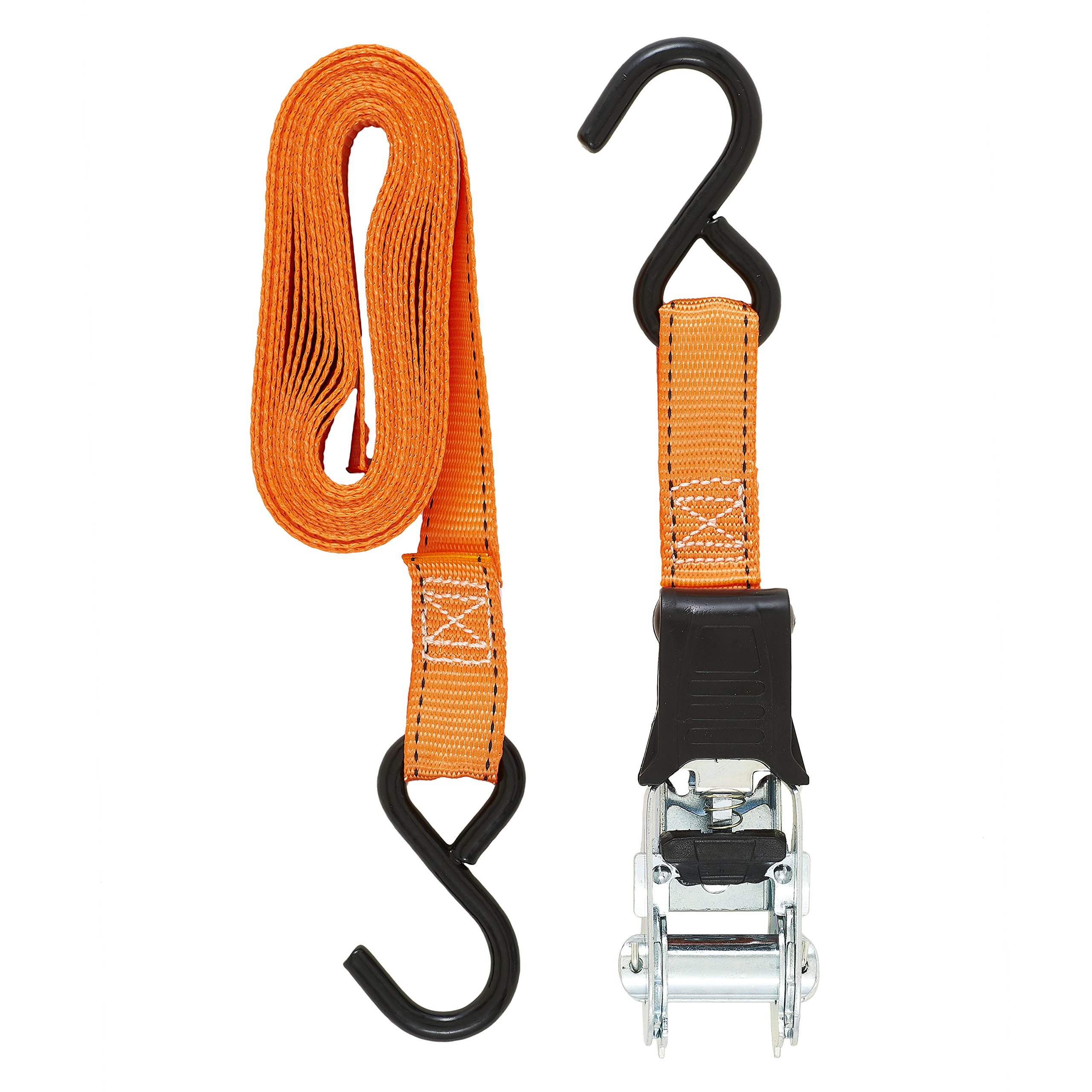 Keeper - 1” x 14' High Tension Ratchet Tie-Down with S Hooks, 4 Pack - 400 lbs. Working Load Limit