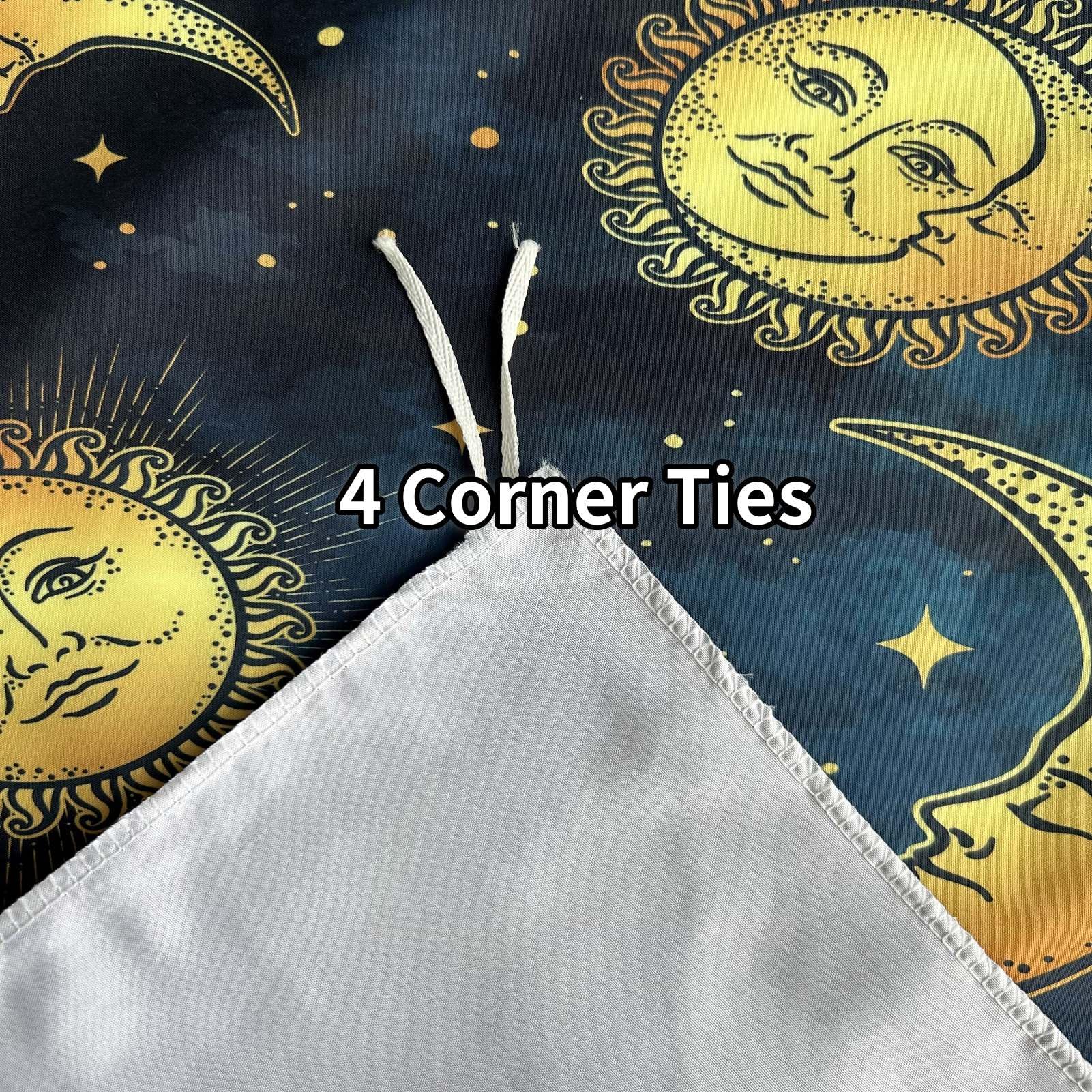 ANHOPE Boho Sun Moon Stars Duvet Cover Set Soft Lightweight 3 Piece Bedding Set including 2 Pillowcases Bohemian Style Print Pattern All Season Quilt Cover with Zipper Closure Single - Image 4