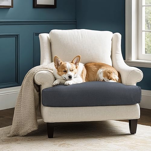 Vista 473 de CHUN YI - Funda elástica de cojín para sofá biplaza, funda de asiento de sofá con tela jacquard de elastano (mediana, color verde azulado) Verde