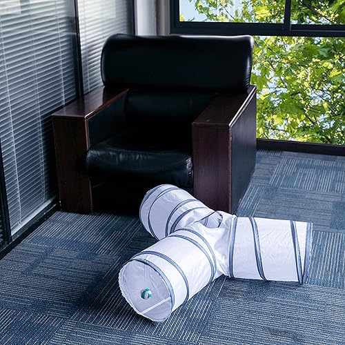 Vista 14 de Túnel para gatos, tubo plegable con 1 pelota de juego, túneles de gato de 3 vías para gatos de interior, cachorros, gatitos, gatitos, conejo