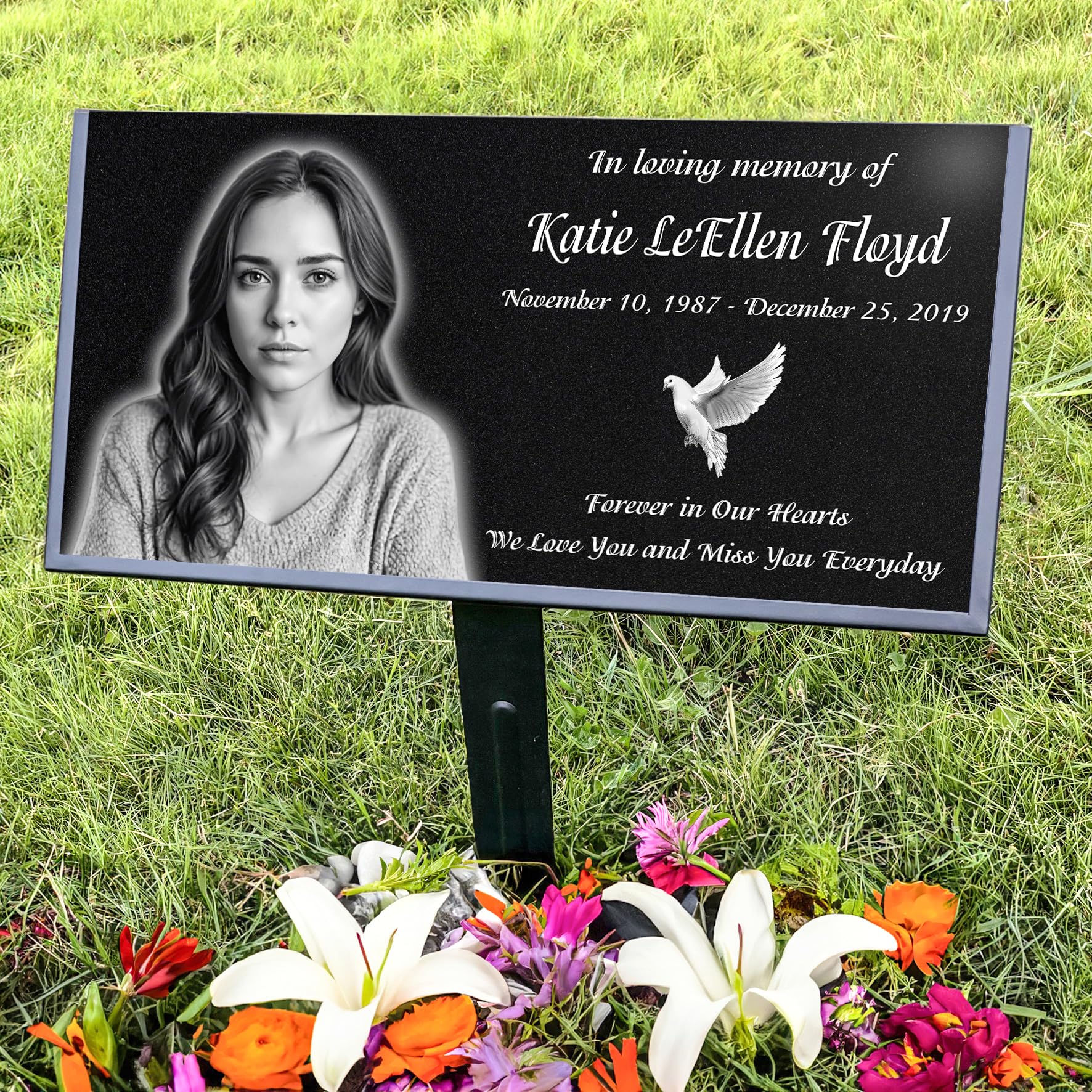 Personalized Memorial Stones, Grave Marker for Humans, Granite Headstone for Graves,Memorial Plaques for Outdoors,Cemetery Decoration, Tombstone Marker