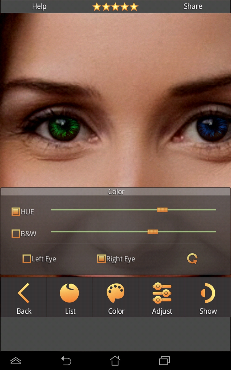 FoxEyes Change Eye Color App on the Amazon Appstore