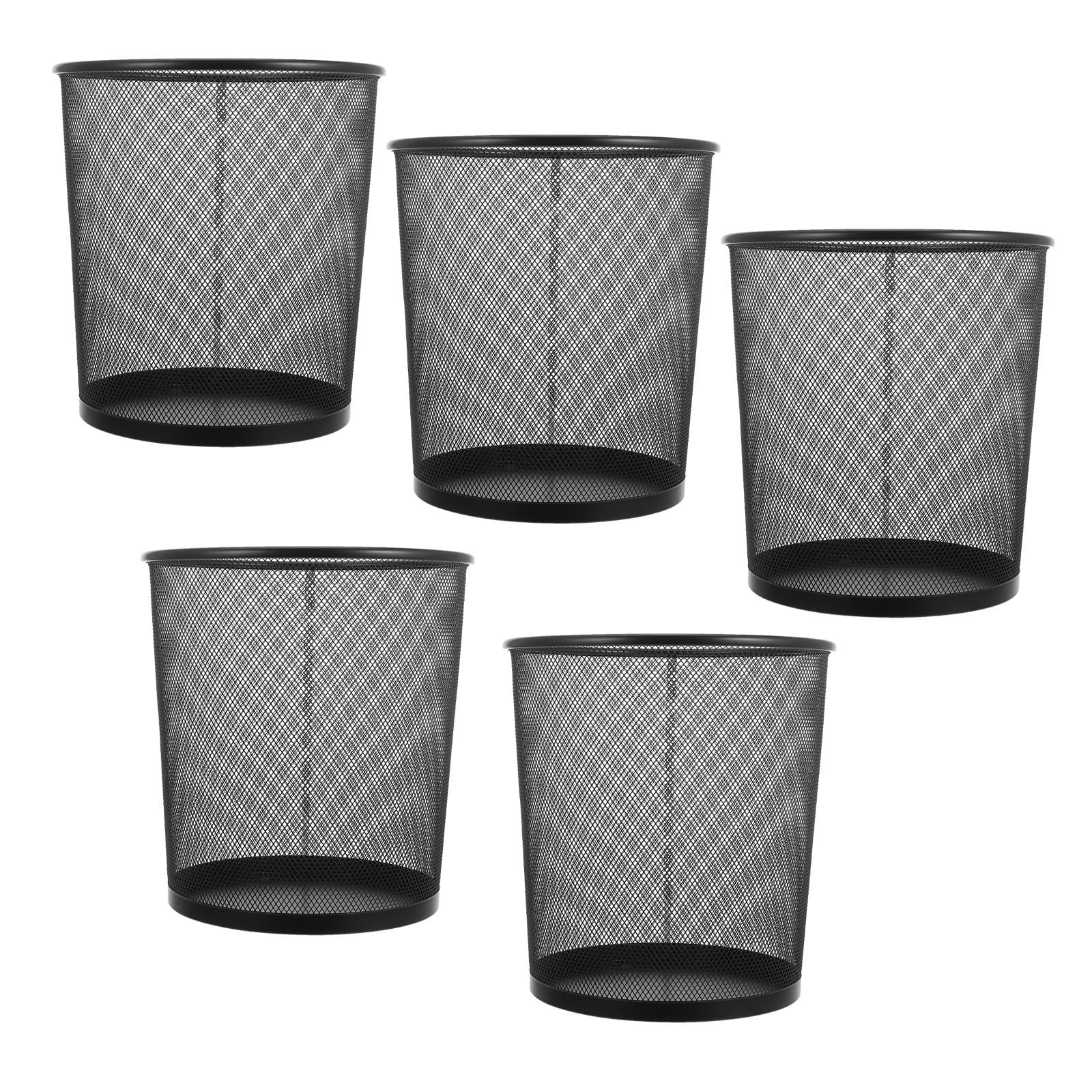 iplusmile Cubo de Basura de Alambre Redondo Negro 9 L, Hierro, 5 Piezas
