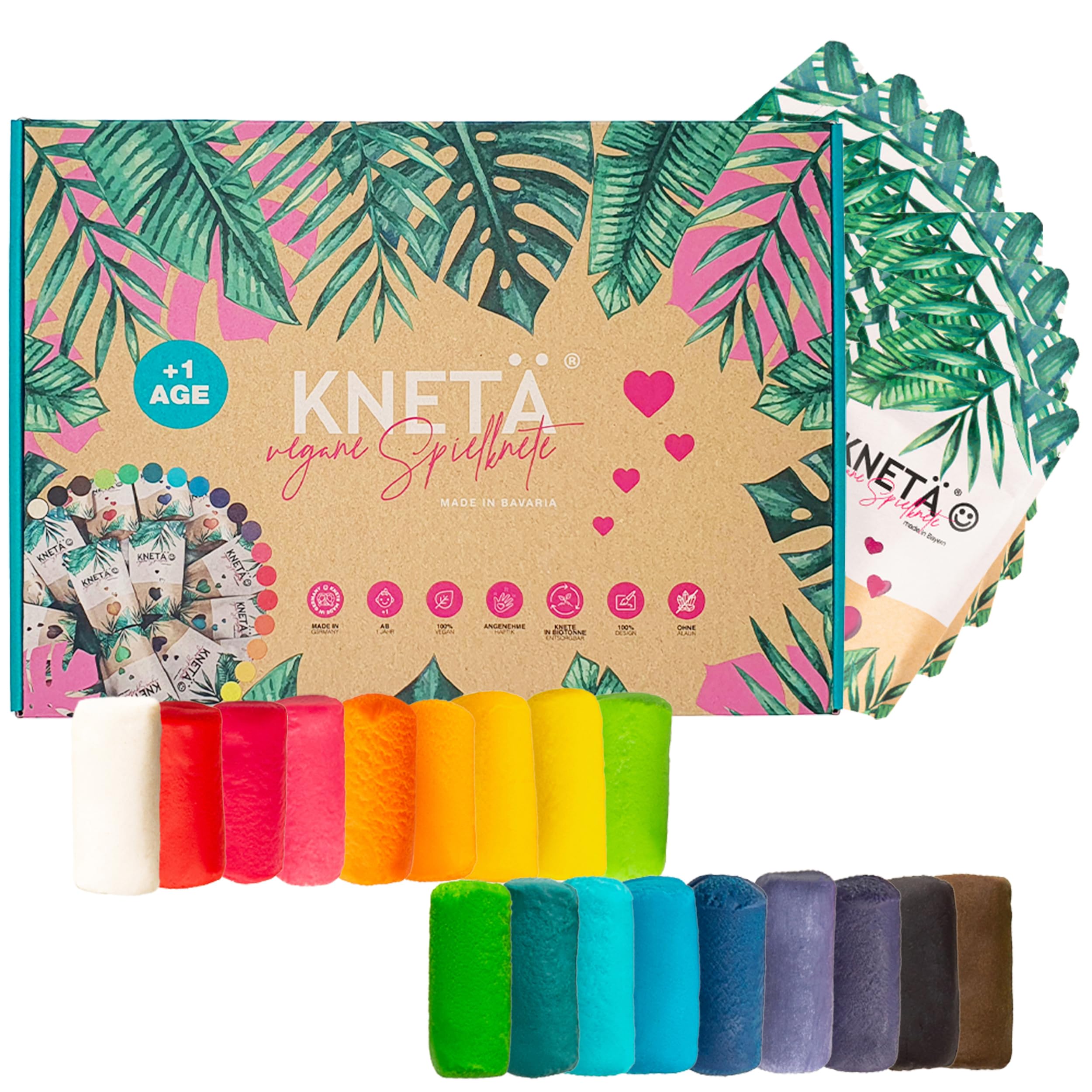 KNETÄ 18er Bag Set (18x50g) Vegane Spielknete I Knete für Kinder ab 1 Jahr I I Knete Kleinkinder
