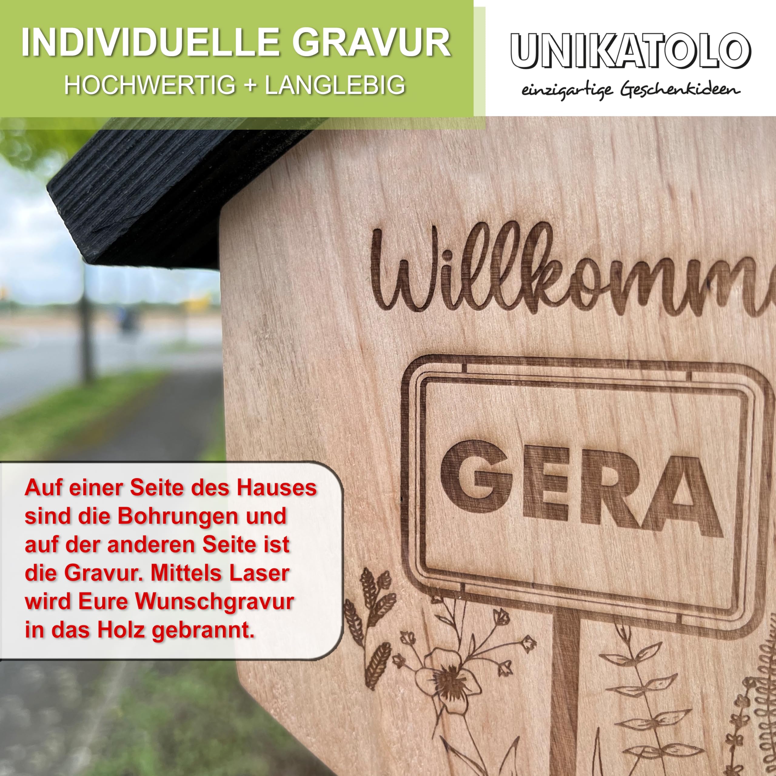 Insektenhotel zum Kita-Abschied mit Namen personalisiert, Bienenhotel aus Holz, Geschenk für Erzieherin Tagesmutter Lehrerin zum Kindergarten Abschied, Danke für die tolle Zeit Wir fliegen weiter