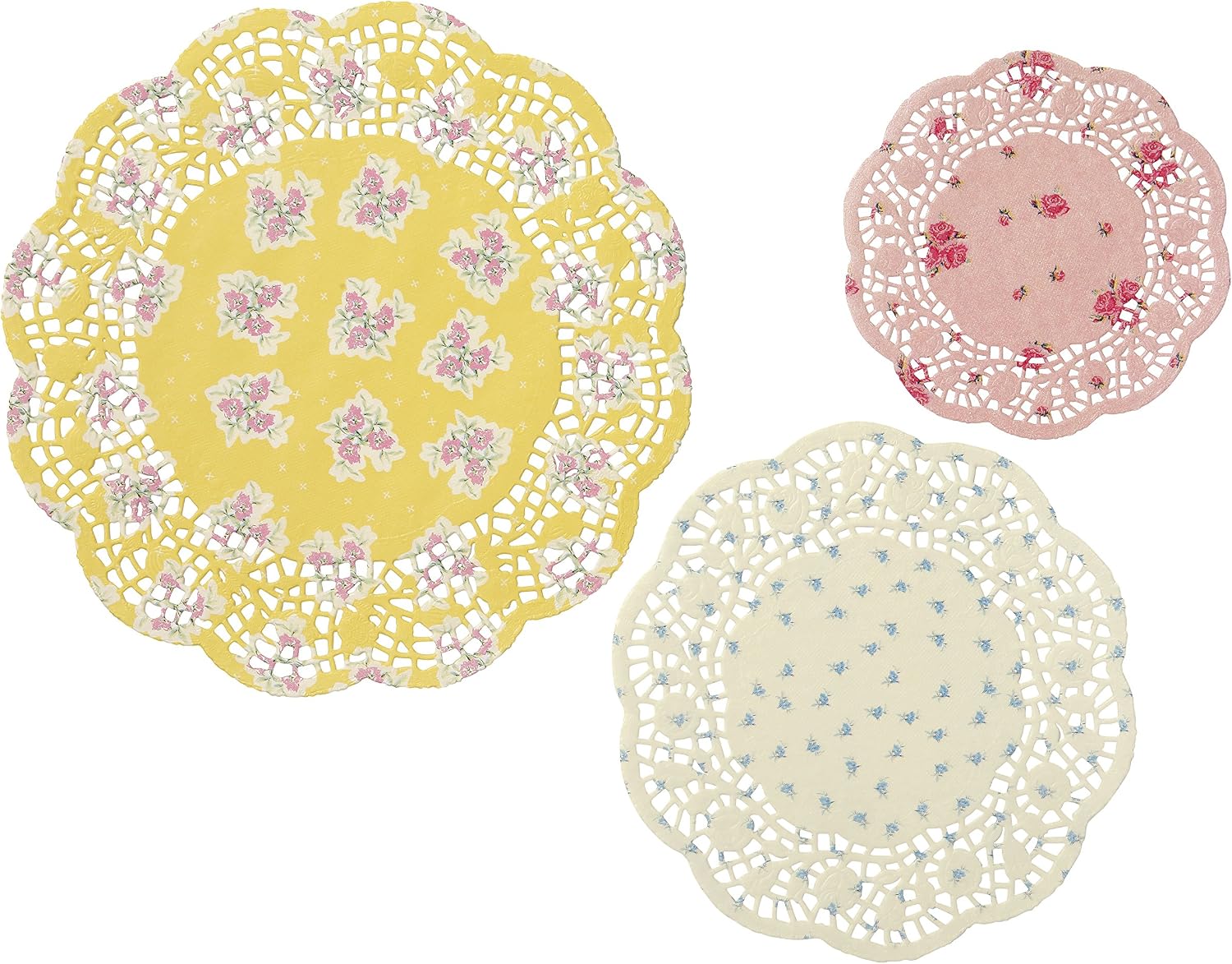 Talking Tables Truly Scrumptious Floral Doilies for a Tea Party, Birthday or Baking, Multicolor (24 Pack)