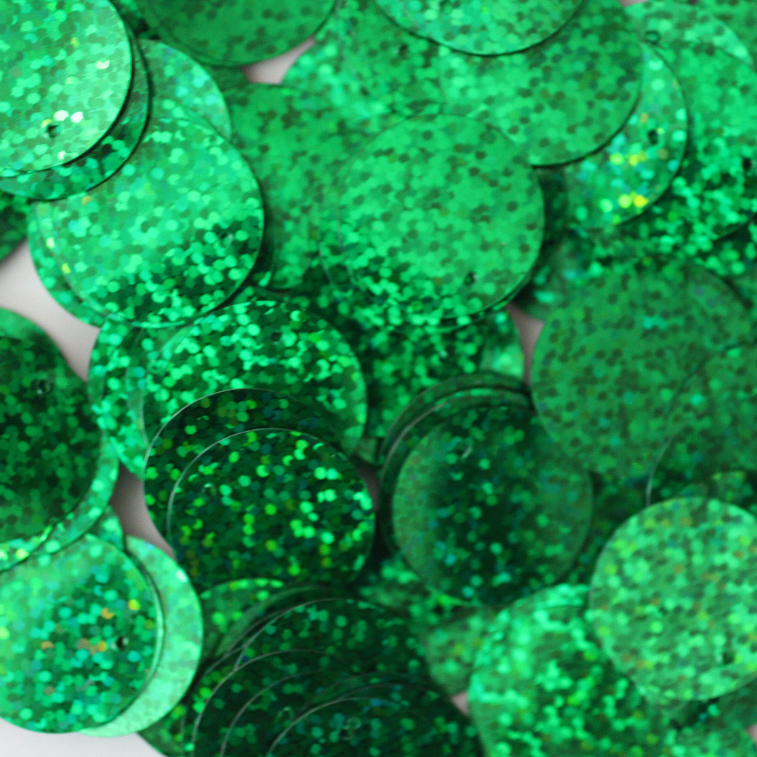 20mm Round Sequin Paillettes ~ Green Hologram Metallic ~ Loose Sequins for Embroidery, Bridal, appli