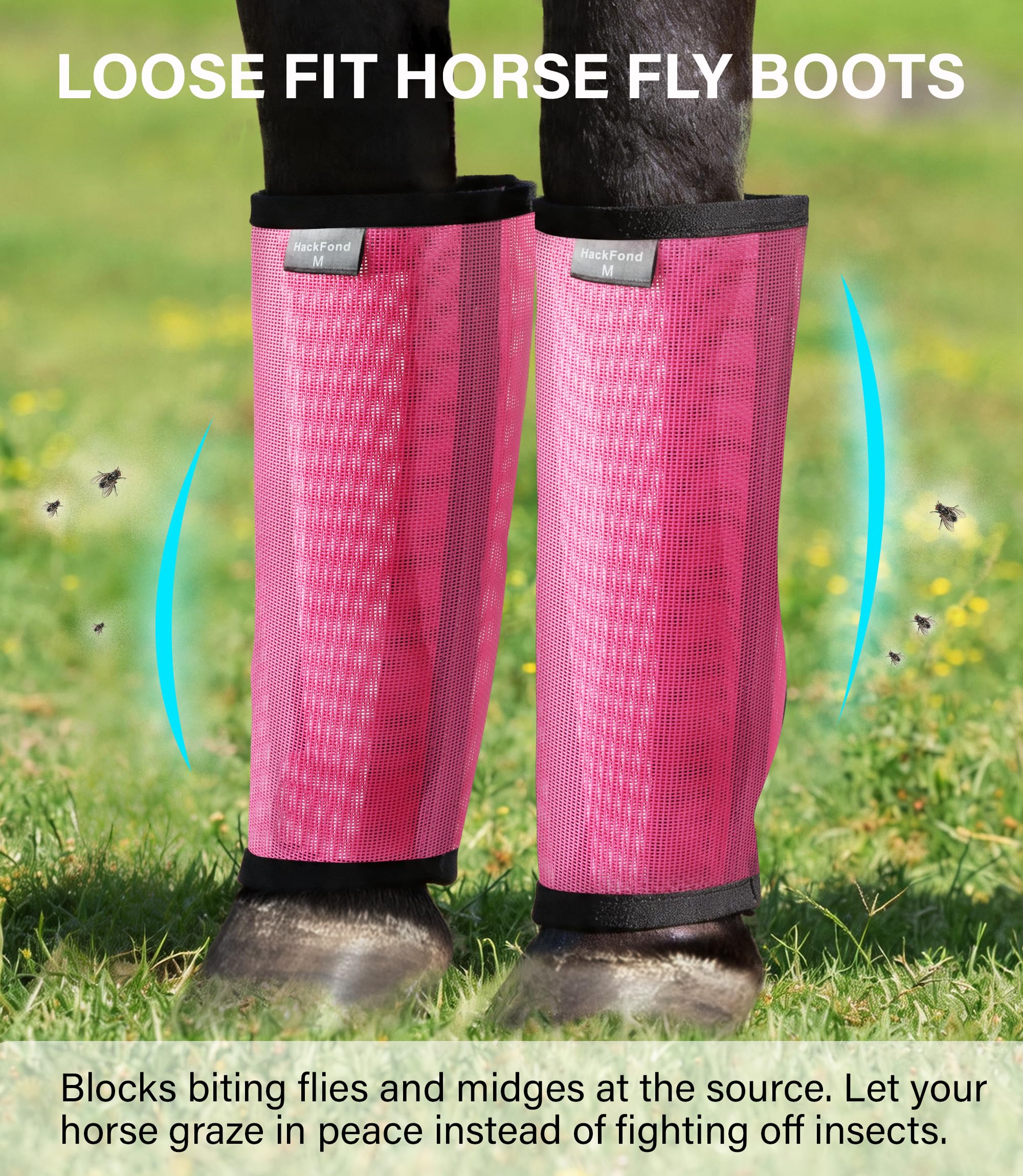 Botas de malla transpirable para caballo, vendas para piernas equinas para protección contra insectos y arañazos, cómodos protectores de patas de caballo para pasto, equitación y uso diario