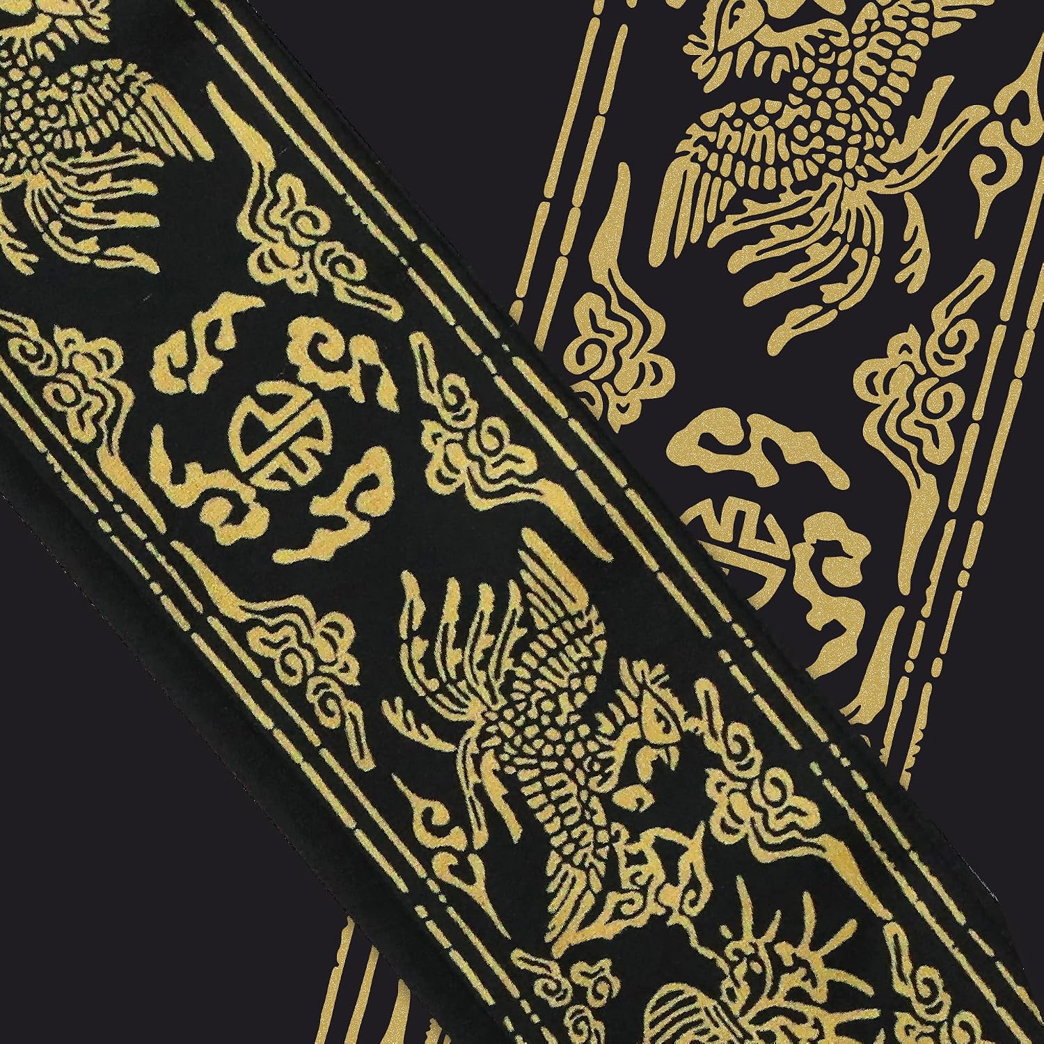 Korean Phoenix Motif Sash Belt, 270cm Hanbok-Inspired Waist Belt, Unisex, 7 Colors, Traditional K-pop Pattern