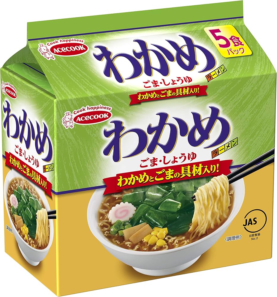 Amazon.co.jp: エースコック わかめラーメン ごま・しょうゆ 5食パック