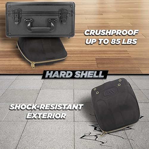 Miniatura 3 de CASEMATIX Estuche de viaje para hasta 3 gorras de béisbol con exterior rígido resistente a los golpes, mosquetón de viaje de metal y mango cómodo,