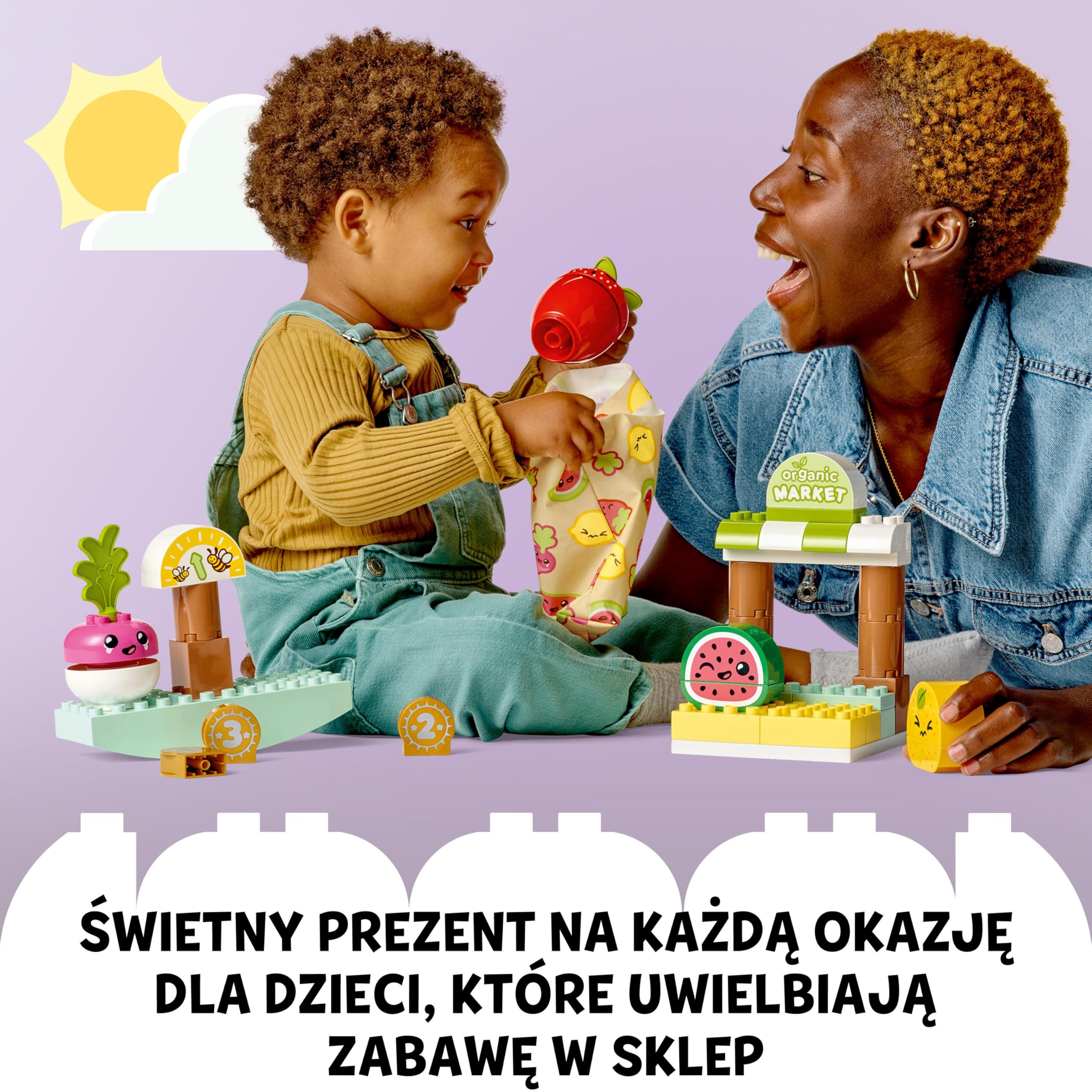 LEGO DUPLO My First Ryneczek bio, Zabawkowe Owoce i Warzywa, Zabawka Edukacyjna dla Dziecka do Nauki Cyferek, Układanie w Stosy dla Dzieci w wieku od 18 miesięcy do 3 lat, Pomysł na Prezent, 10983
