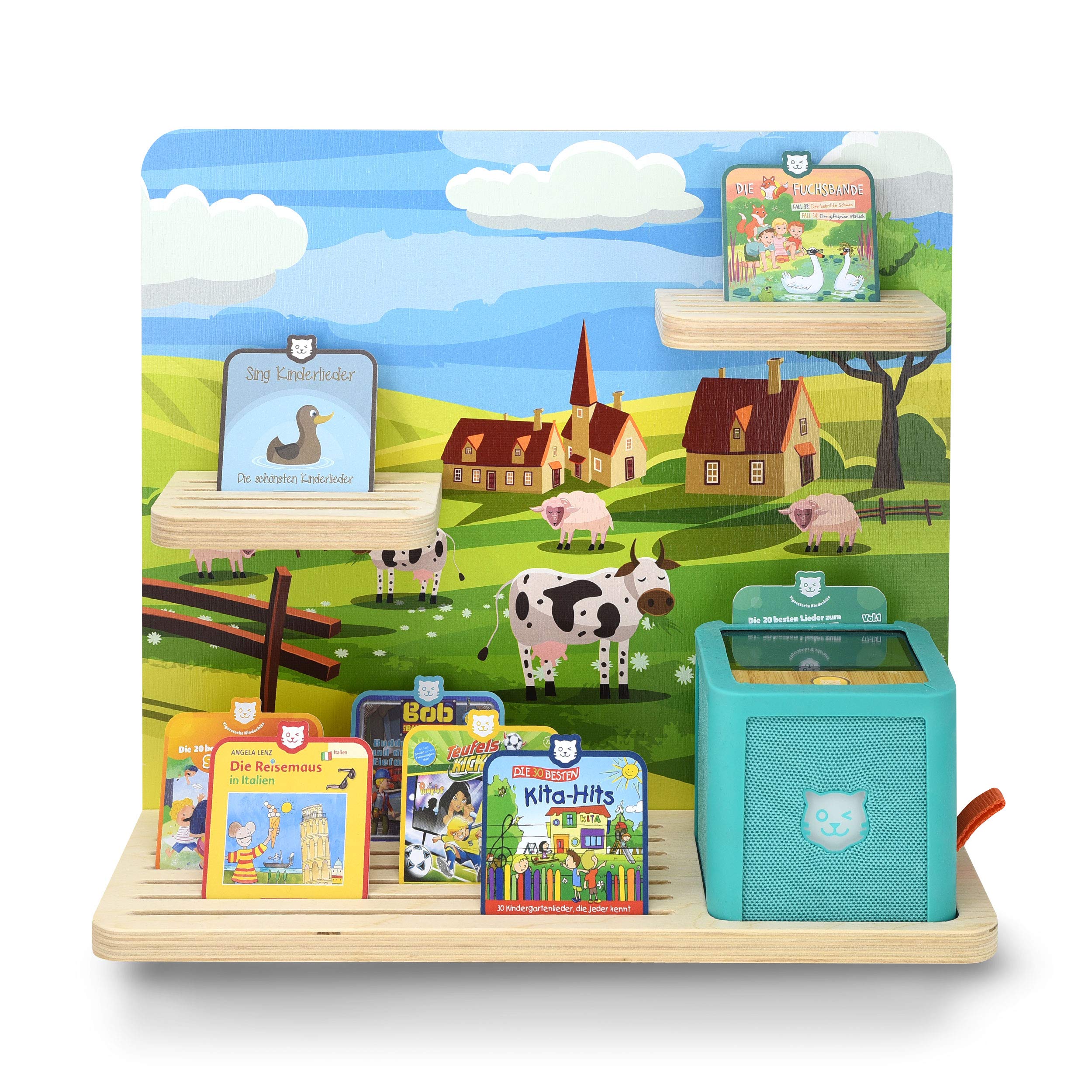 Étagère pour boîte à musique jeu audio support bois tigerbox enfant