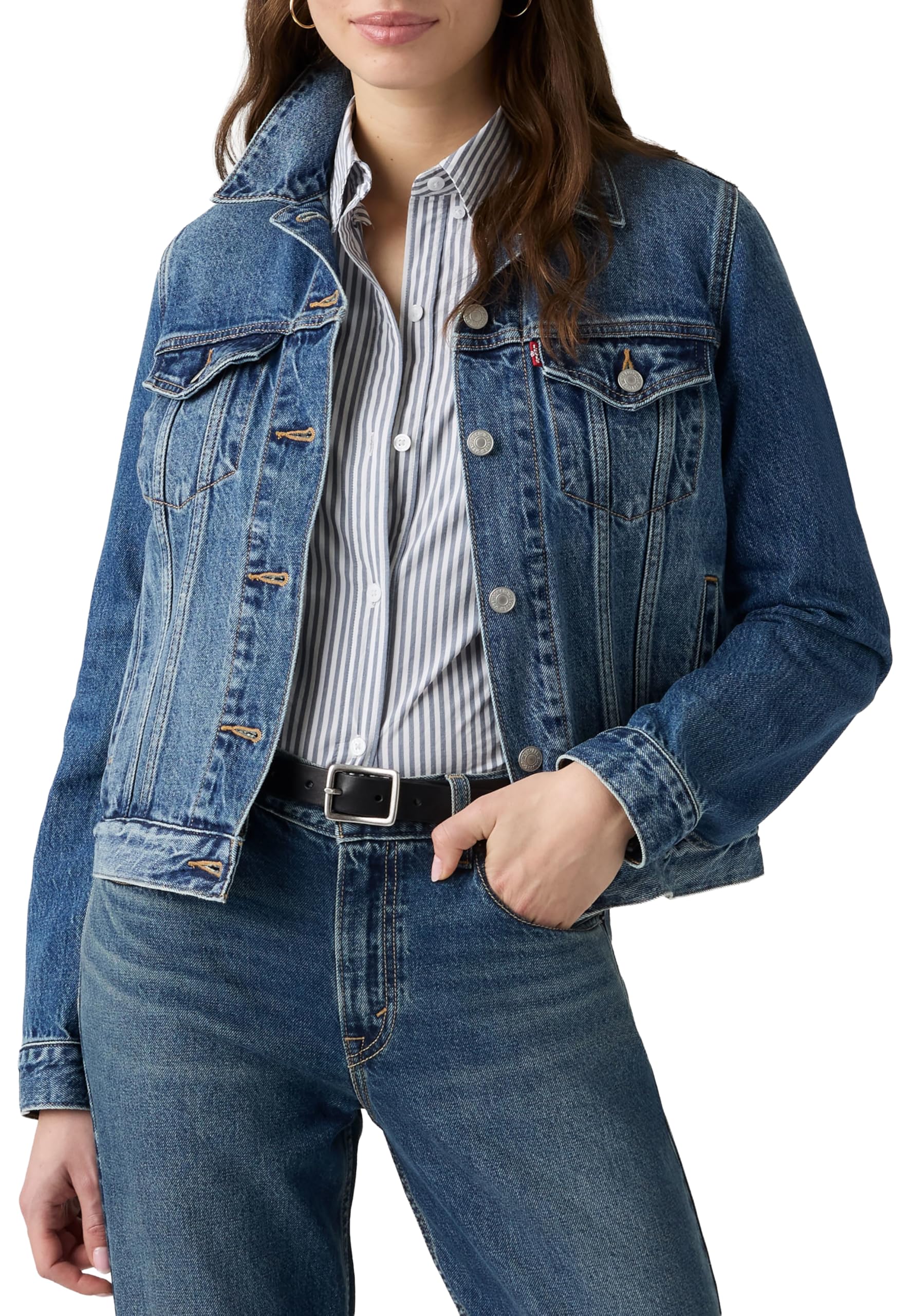 Levis Women's Blue Original Trucker Black Air in Size 14, Sports Direct