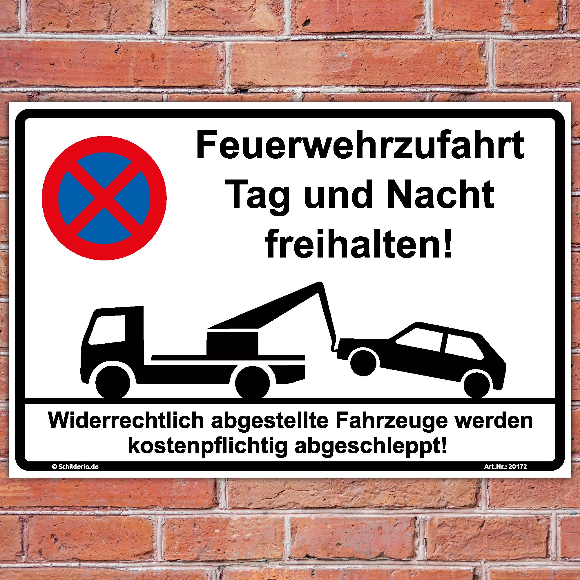 Hinweisschild Feuerwehrzufahrt Tag und Nacht freihalten Schild 600x400mm Halteverbot stabile Aluminiumverbundplatte 3mm stark inkl. 4 Eckbohrungen