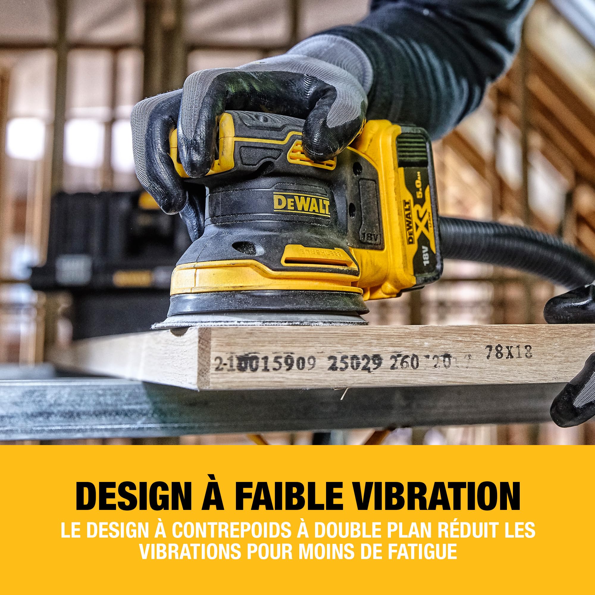DEWALT - Ponceuse excentrique sans fil XR 18V Brushless, 125mm, Unité nue, DCW210N-XJ