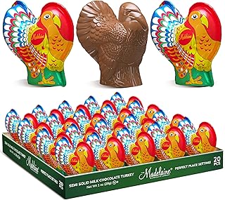 Madelaine Milk Chocolate Turkey Candy – 1 oz Foil-Wrapped Thanksgiving Chocolates – Fun Fall Holiday Treats & Décor – 20 Pack Individually Wrapped Turkeys