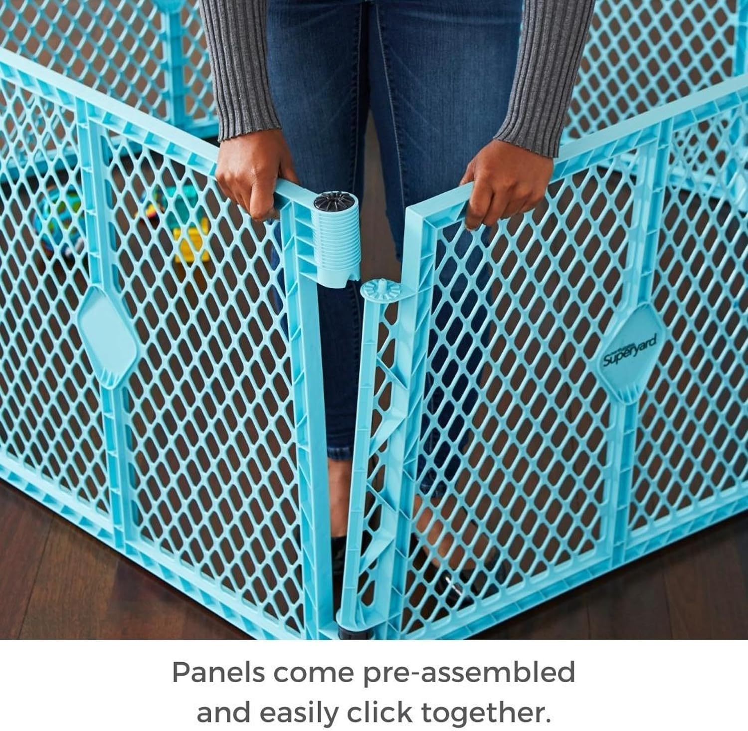 Aqua Blue 6-Panel Indoor Outdoor Baby Playpen