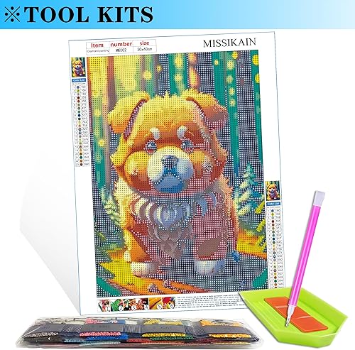Miniatura 6 de MISSIKAIN Kits de pintura artística de diamantes para adultos y principiantes, pinturas de diamantes de animales de perro 5D para decoración de