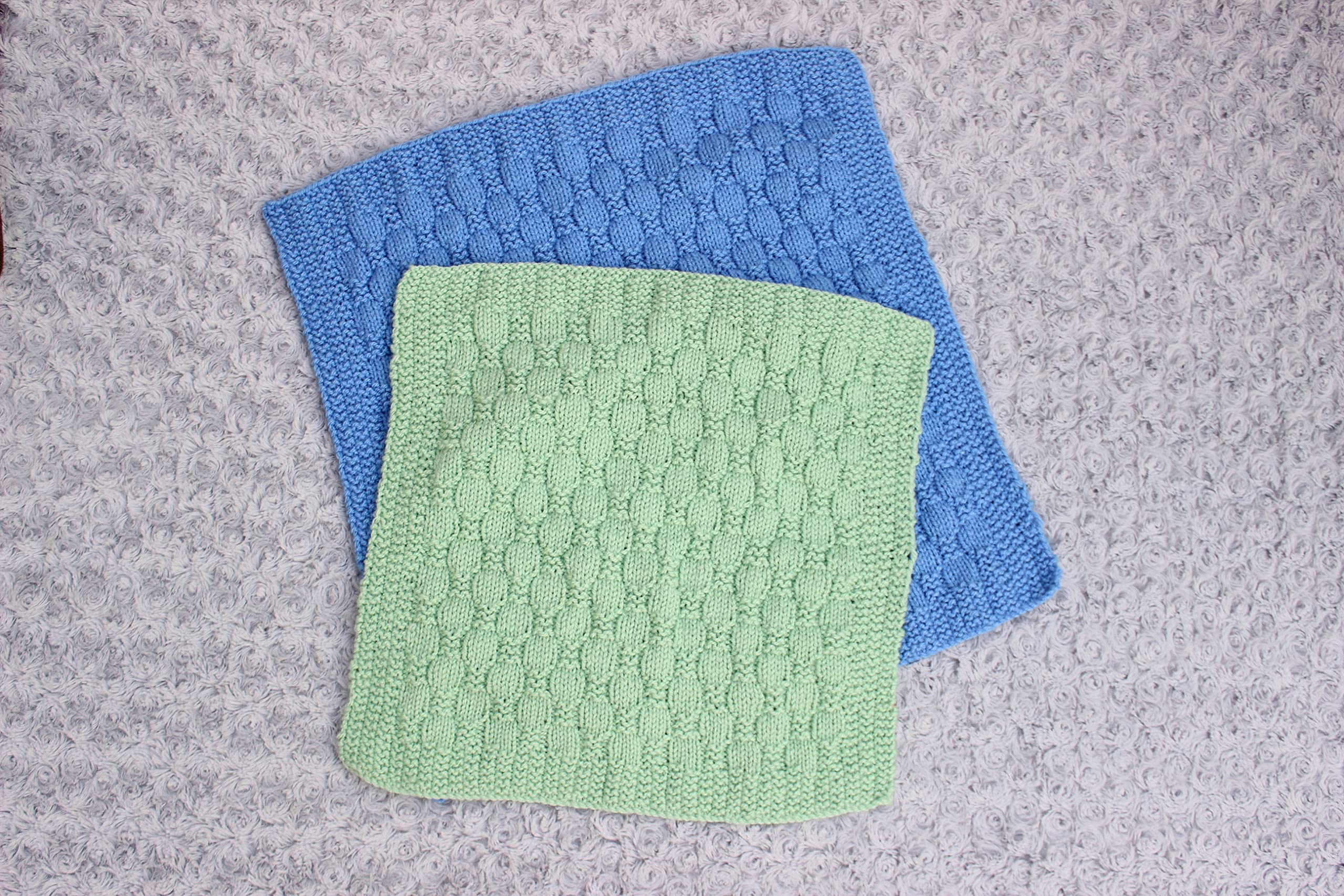 Knitting Pattern for Doll Blankets in 4 Sizes - Fits 10" to 16" Dolls, Double Knit, KP620, Green, Blue, Pink, Cream - Image 3