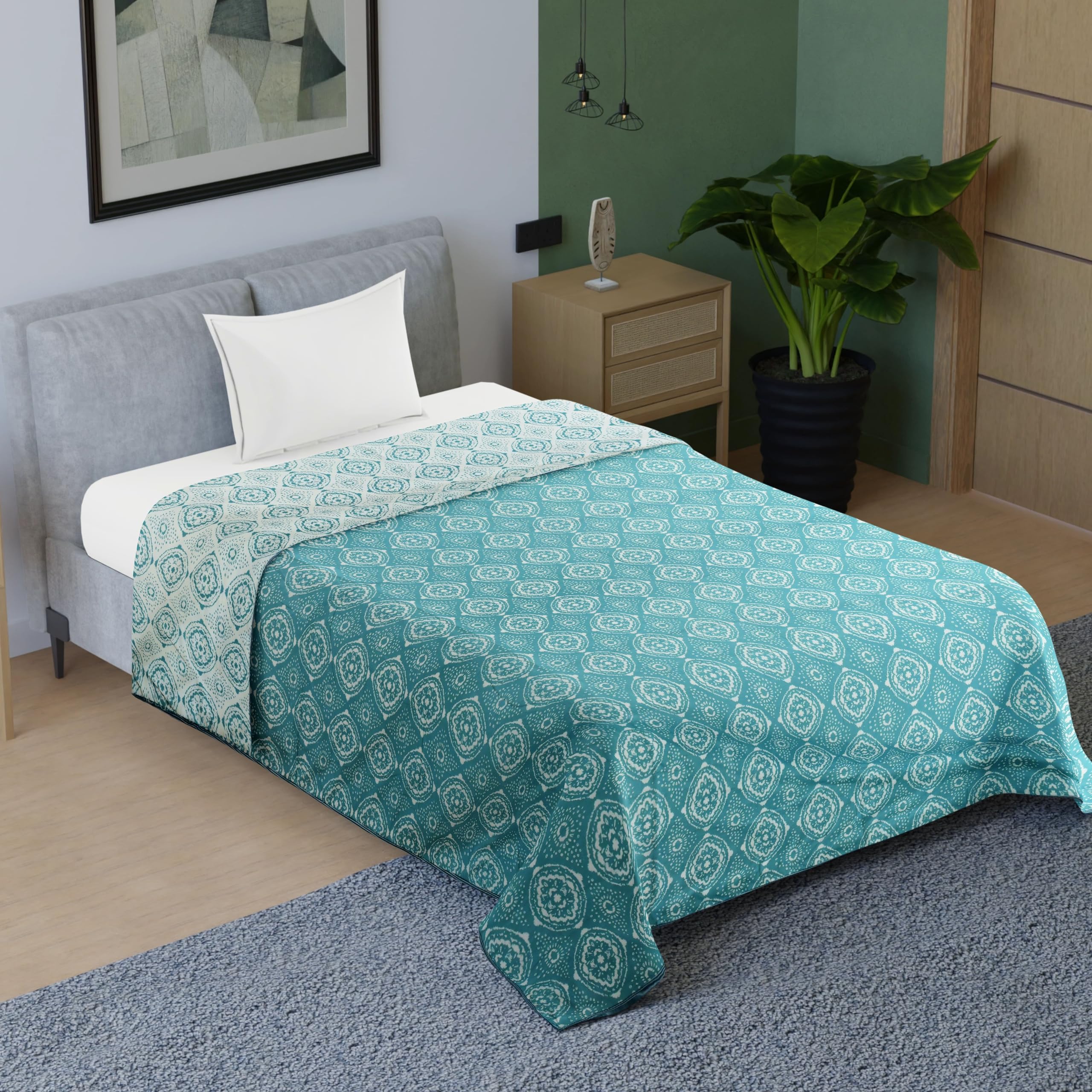 100% Cotton 150 GSM Reversible Dohar Single Bed AC Blanket, Light Weight Soft Blanket Size 56X84 Inch Color Aqua Blue (B0CZ937PXQ) Amazon Price History, Amazon Price Tracker
