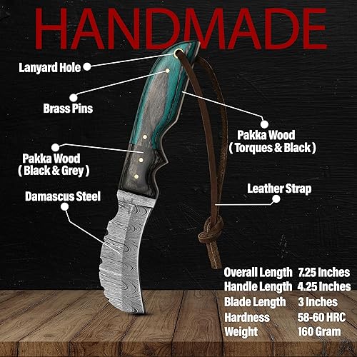 Miniatura 24 de Cuchillo de acero hecho a mano con funda de cuero, cuchillo utilitario resistente, cuchillo de electricista para desollar alambre para profesional