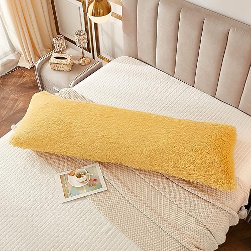 Miniatura 10 de JAUXIO Funda de almohada de cuerpo esponjoso de pelo sintético, funda de almohada decorativa de felpa de lujo, ultra suave y acogedora, cierre de