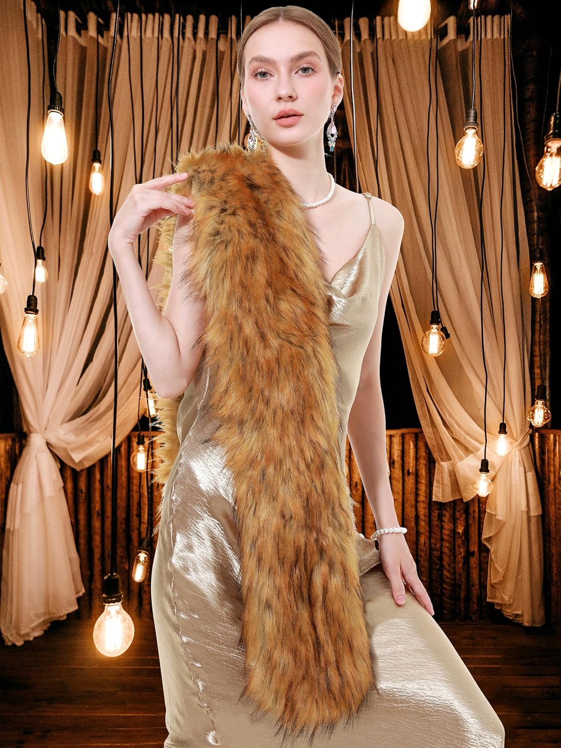 Soul Young Faux Fur Collar Women's Neck Warmer Scarf Wrap - Image 3