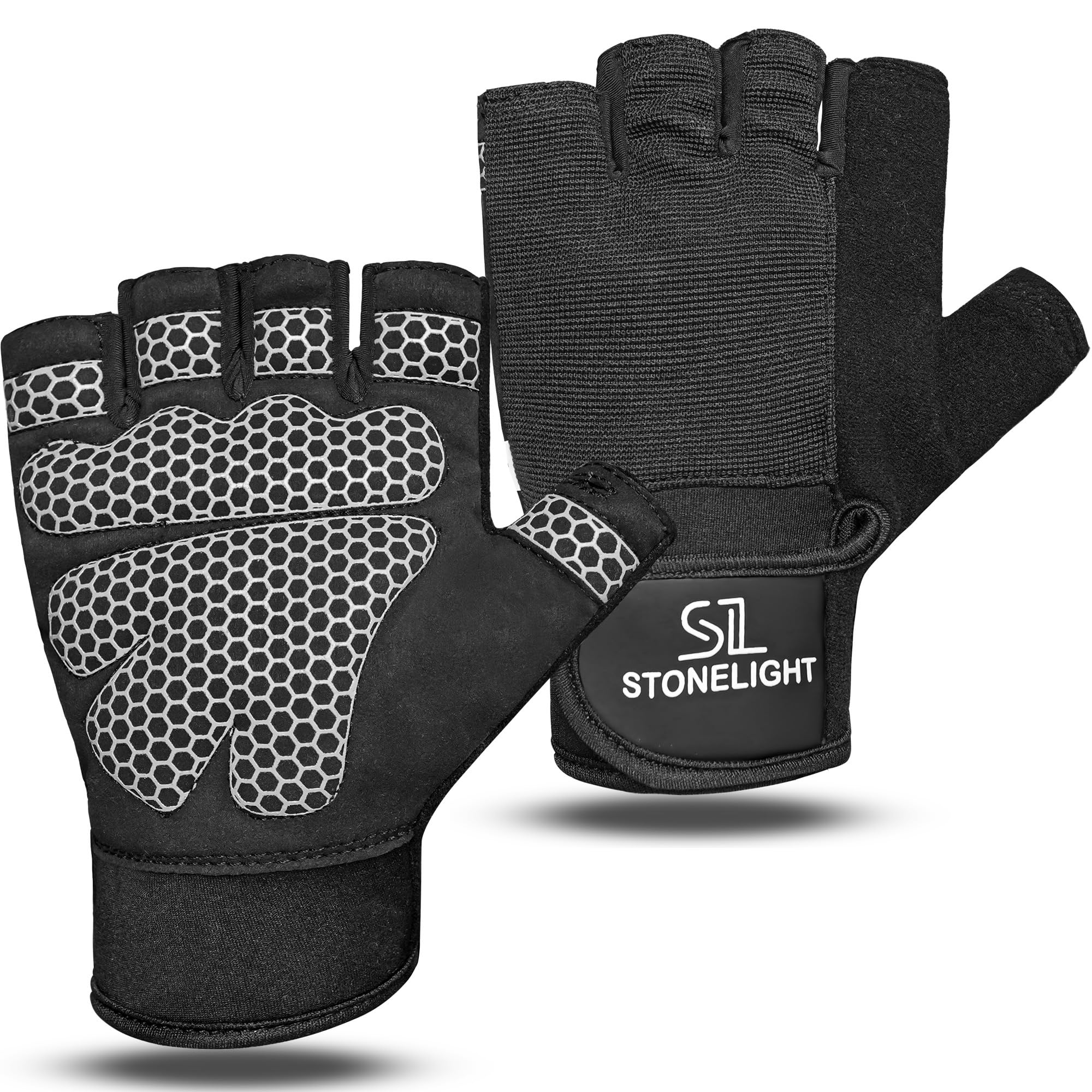 Gym Gloves for Men & Women โ Full Palm Protection, Anti-Slip Grip, Wrist Support, Breathable Workout Gloves for Weightlifting, CrossFit, Cycling & Training โ Comfort Fit Fitness Glove (Black, M)