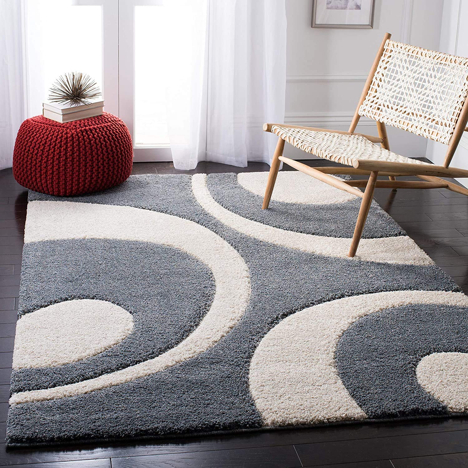 Modern Geometric Shag Rug - Multi-Color -10 Modern Geometric Shag Rug - Multi-Color -10